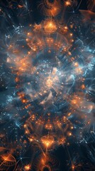 Poster - Vibrant cosmic swirl of light and colors creating an abstract representation of energy and motion
