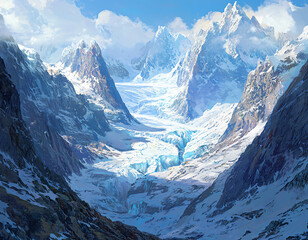 Wall Mural - Glacial Mountain Peaks