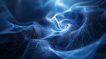 Poster - swirling blue patterns create a mesmerizing visual effect in a dark background, showcasing depth and