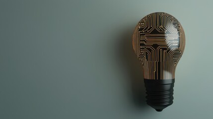 Poster - A light bulb designed with circuit patterns, symbolizing innovation and technology against a minimalist background.