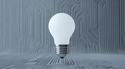 Poster - A light bulb hovers above a circuit-patterned surface, symbolizing innovation and technology in a modern design.