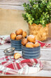 © Cruzcaba - christmas round fritters. homemade recipe with home decoration