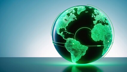 Green globe symbolizing esg principles co2 reduction, circular economy, and net zero strategies