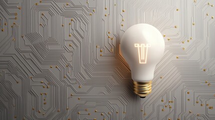 Poster - A light bulb with a circuit board background symbolizes technology and innovation.