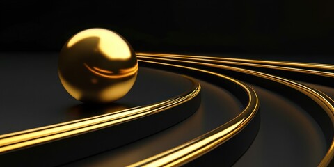 Aufkleber - Gold ball is on a black background