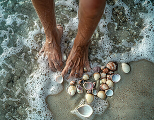 Wall Mural - Seashells and Seafoam