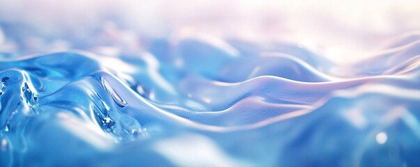 Aufkleber - Abstract blue wavy surface gently moving and reflecting light