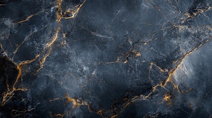 Poster - Dark marble texture with golden veins creating luxurious background