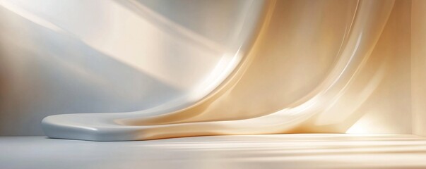 Poster - Elegant podium backdrop with flowing drapes creating a luxurious atmosphere