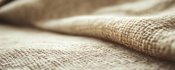 Poster - Beige woven fabric texture creating soft folds and gentle waves