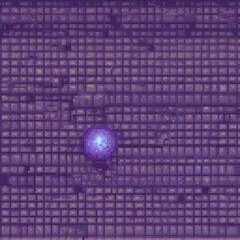 pixel art image purple background glowing blue sphere center