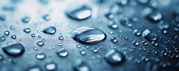 Aufkleber - Water droplets forming on waterproof surface reflecting light