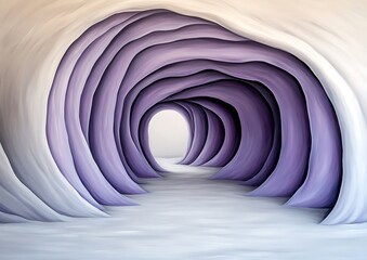 Canvas Print - Abstract purple and white swirling tunnel.