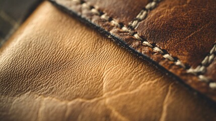Poster - Genuine leather showing stitching and texture close up