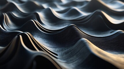 Poster - Dark wavy wooden surface creating an abstract pattern with light and shadow