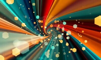 Poster - Illuminated Geometry: Abstract Background of Glowing Hexagons