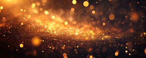 Aufkleber - Golden glitter dust and light bokeh sparkling background