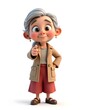 © garamanis - Friendly 3D Cartoon Grandma Points Cheerful Pose Beige Coat