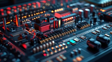 Poster - A detailed array of USB ports, HDMI connectors, and audio jacks placed on an organized workbench, 8k, realistic, full ultra HD, high resolution, cinematic photography