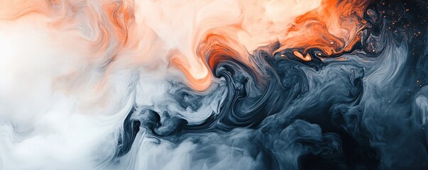 Aufkleber - Orange and blue mixing colors creating abstract swirls background