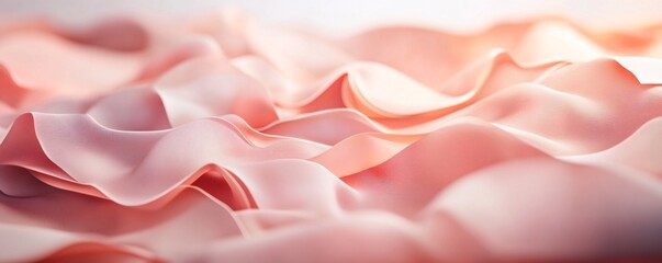 Poster - Flowing pink silk fabric forming gentle waves in soft light