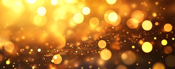Aufkleber - Golden particles and bokeh lights creating festive background