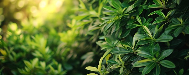 Aufkleber - Sunlight filtering through lush green foliage creating a vibrant natural backdrop