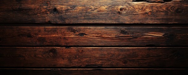 Poster - Dark brown wooden planks forming rustic background texture