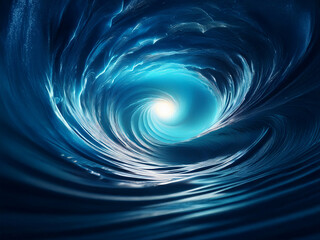 Aufkleber - A mesmerizing swirl of deep blue water, creating a vortex leading to a bright center.  The luminous core evokes a sense of mystery and depth.