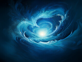 Aufkleber - A swirling vortex of luminous blue water, creating a mesmerizing, ethereal tunnel.  The light at its center emanates a sense of mystery and wonder.