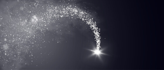 Aufkleber - Bright magical light effect of bright comet glow. Glowing star dust wave, shiny sparkles of magical starlight for web design and illustration.