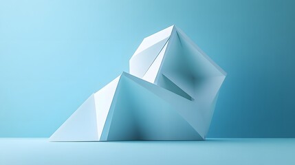 Poster - Abstract Blue Geometric Paper Sculpture Art