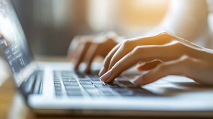 Aufkleber - Office worker typing on laptop keyboard, working on financial charts