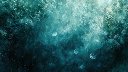 Poster - Abstract underwater scene with jellyfish.