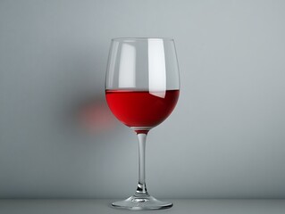 Wall Mural - Glass of rose wine on grey background.