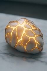 Wall Mural - Glowing organic form on marble surface.