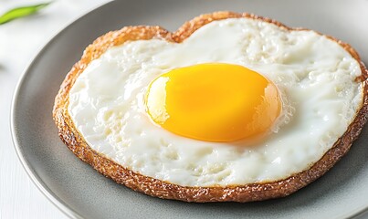 Wall Mural - Heart-shaped fried egg on a plate. (6)