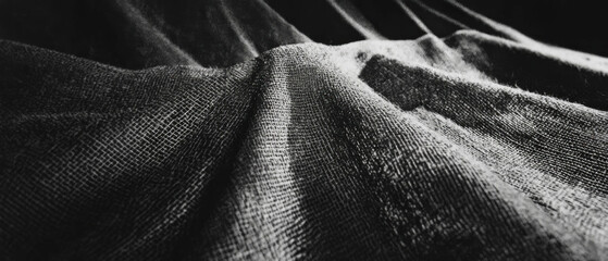 Poster - Textured burlap fabric overlay creating a rich and layered appearance in monochrome