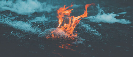 Leinwandbilder - Dynamic fire texture on black background showcasing vibrant flames and contrasting elements
