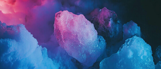 Poster - Stunning aerial view of vibrant ice formations in a majestic glacier landscape