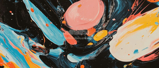 Aufkleber - Vibrant splashes of paint create an abstract canvas background with dynamic colors