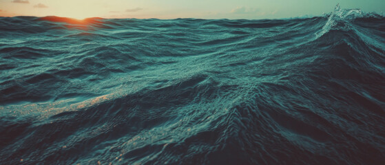 Aufkleber - Sun rays texture overlay enhancing the ocean's vibrant hues and serene atmosphere