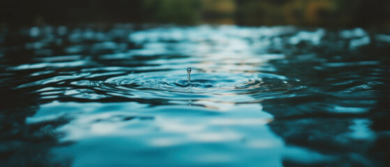 Poster - Calm river reflections create serene atmosphere in tranquil setting with gentle ripples