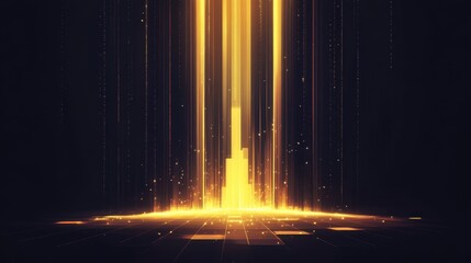 Poster - Golden Light Beams Emanating from a Dark Background with Sparks
