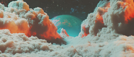 Aufkleber - Dreamy 3D abstract background of soft clouds in vibrant colors exploring a surreal atmosphere