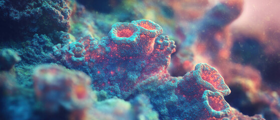 Poster - Vivid abstract fractal patterns with soft lighting and vibrant colors
