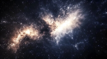 Poster - Stunning cosmic scene featuring bright stars and nebulae in deep space