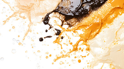 Poster - Colorful liquid splashes on a white background create an abstract artistic effect