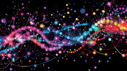 Poster - Vibrant abstract waves of colorful lights on a dark background