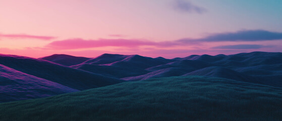 Aufkleber - Cinematic view of soft rolling hills bathed in vibrant sunrise colors